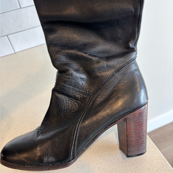 Vtg 60s 70s Gogo Boots Black Leather MOD MARINA 895 RR 42 AS425 Sz 8 Womens EUC - Picture 9 of 9